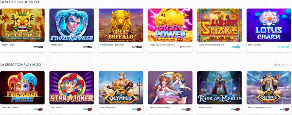 sélection des meilleures machines à sous Madnix Casino